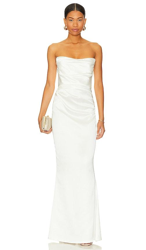 Nookie Emelie Strapless Gown in White by NOOKIE