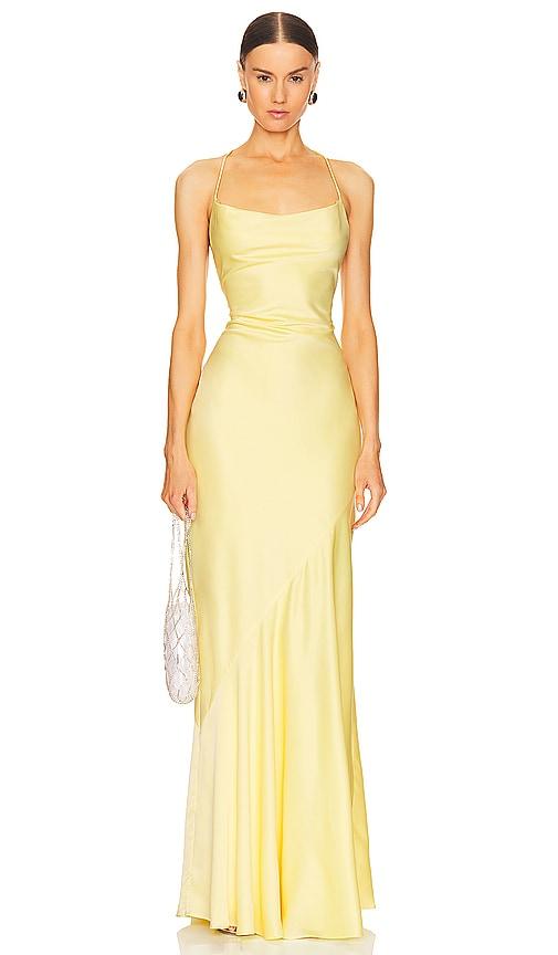 Nookie Entice Drape Gown in Lemon by NOOKIE