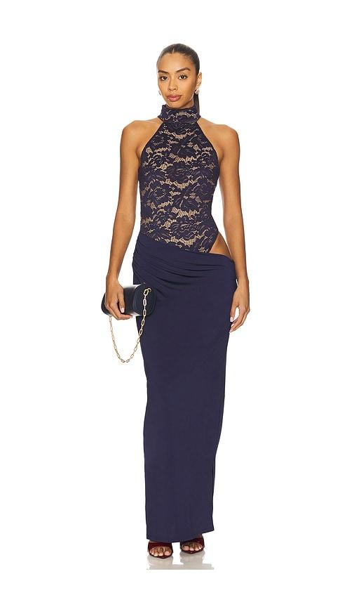 Nookie Lennox Bodysuit Maxi Dress in Navy by NOOKIE