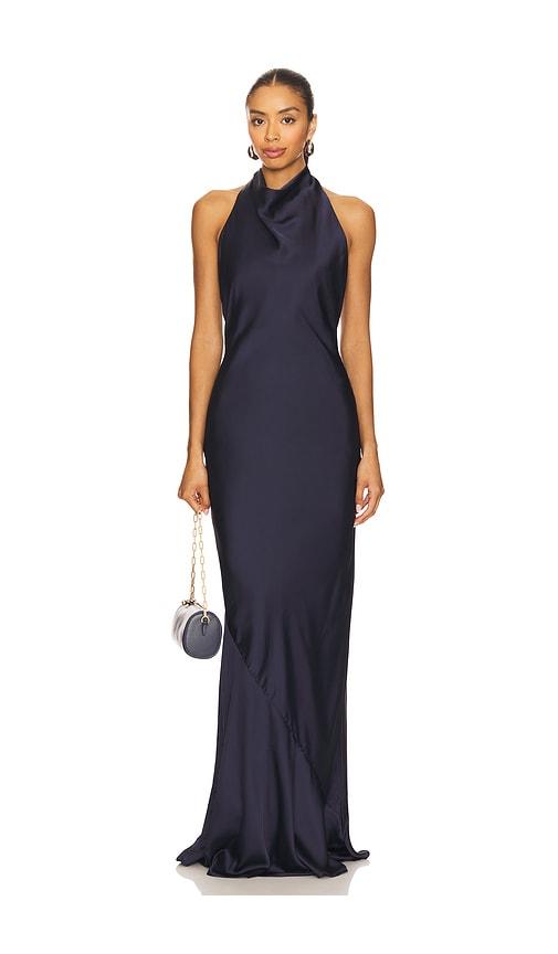 Nookie Penelope Halter Gown in Navy by NOOKIE