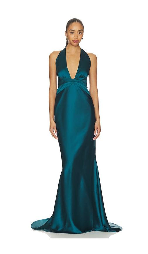 Nookie Scarlet Plunge Gown in Teal by NOOKIE