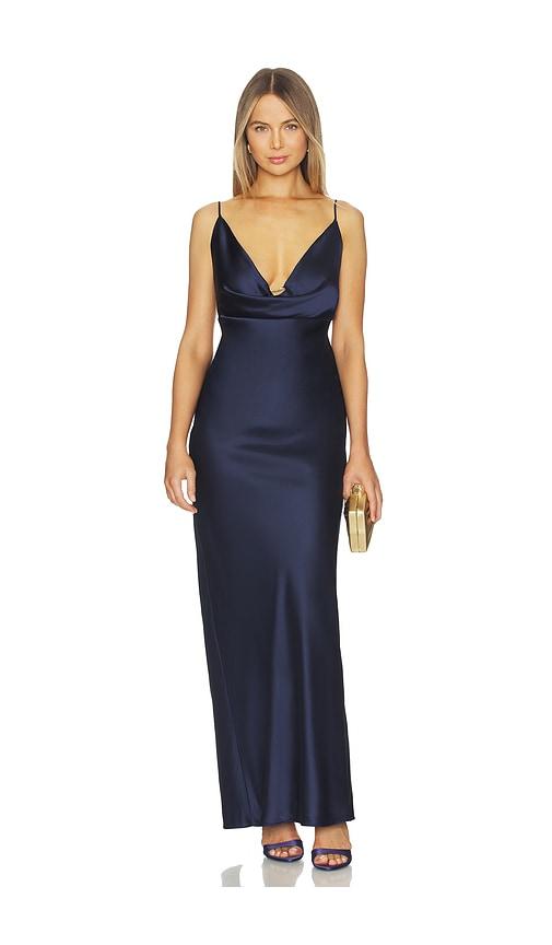 Nookie Valerie Drape Gown in Navy by NOOKIE