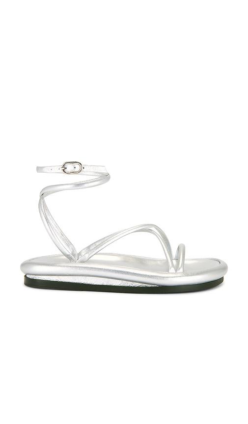 Nora Lozza Chunky Slim Sandal in Metallic Silver by NORA LOZZA