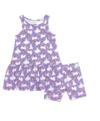 Girls' Organic Drop Waist Dress with Matching Biker Shorts - Little Kid by NORANI