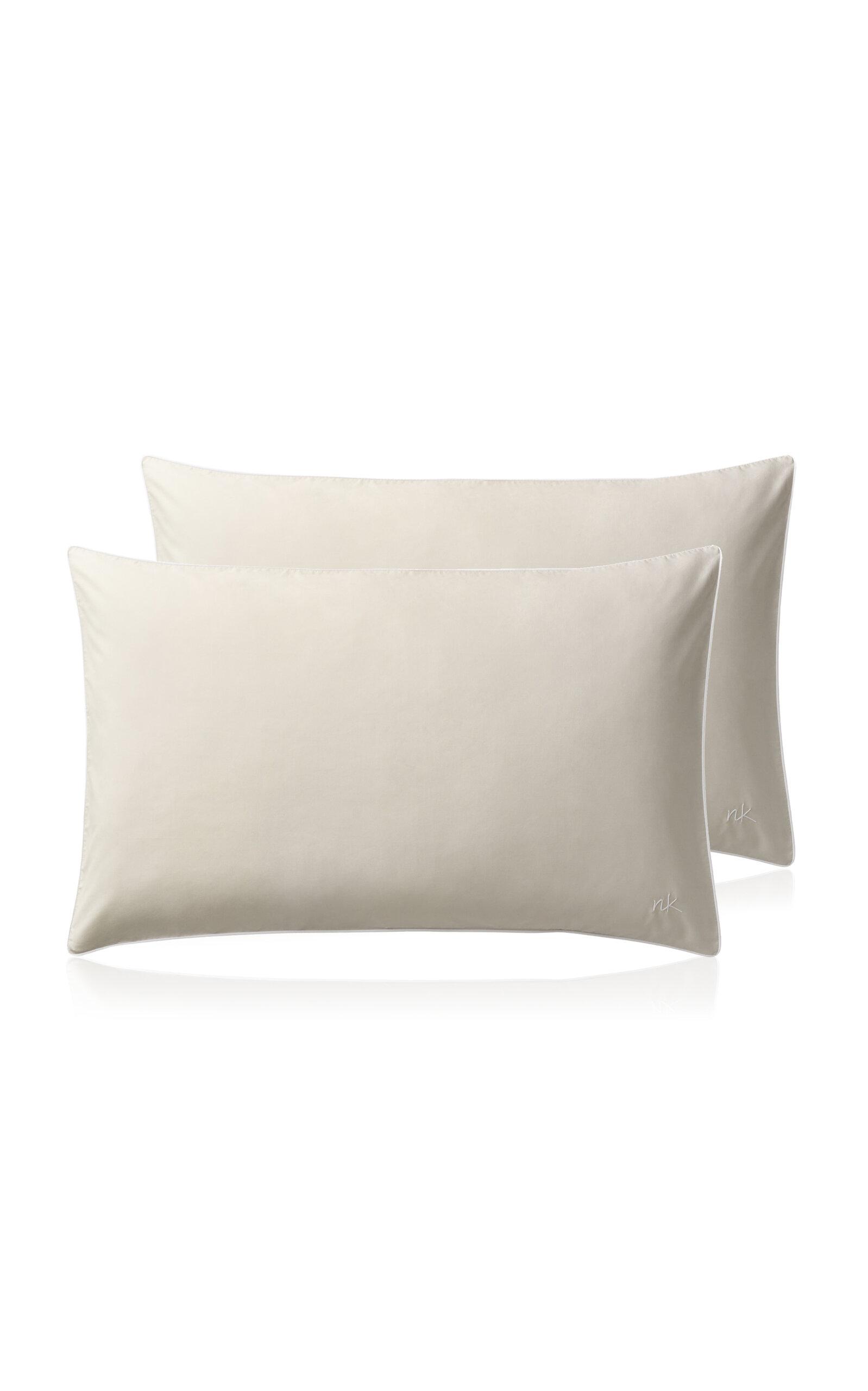 Nordic Knots - Exclusive Set-Of-Two Percale Queen Pillowcase - Tan - Moda Operandi by NORDIC KNOTS