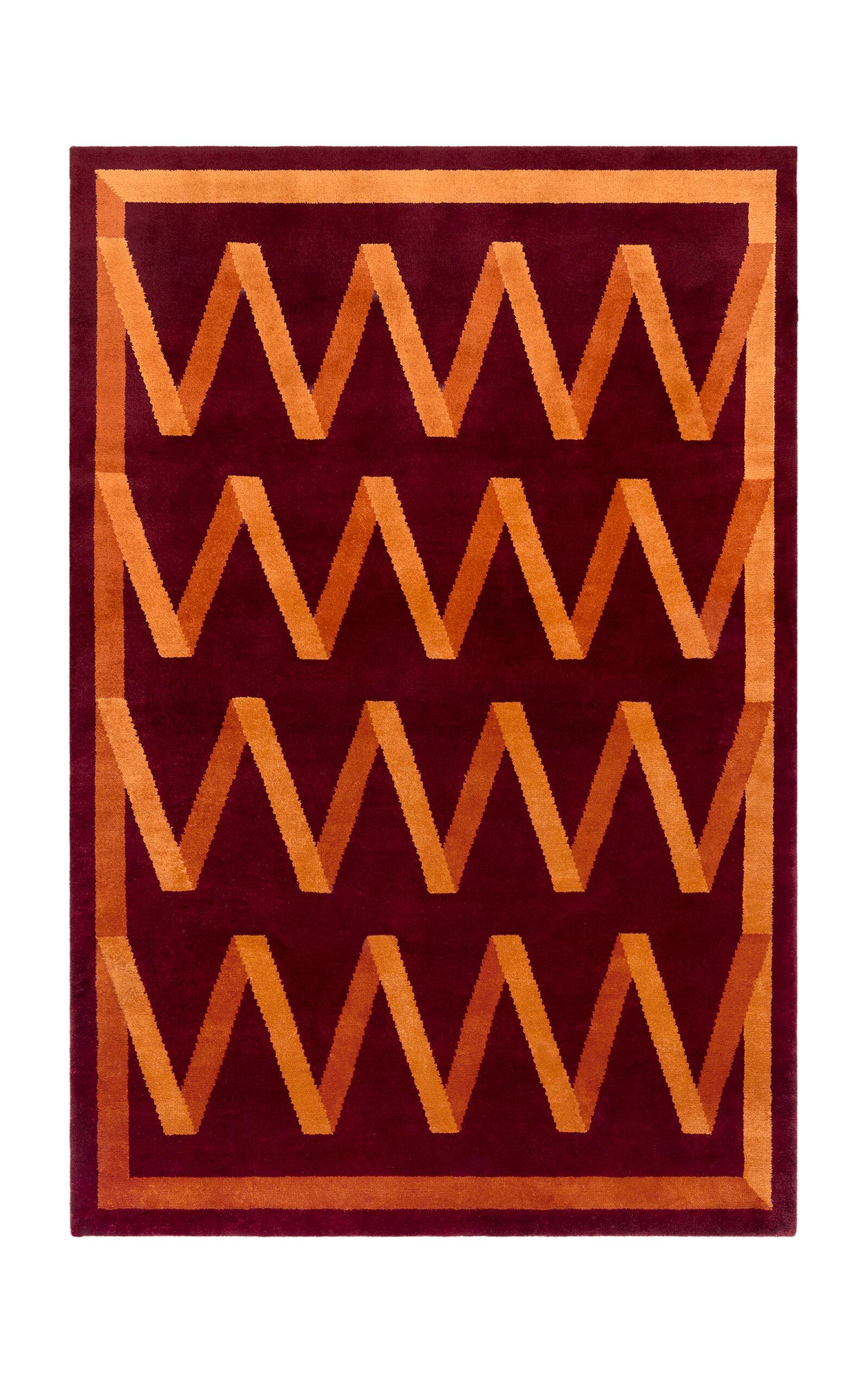 Nordic Knots - Folding Ribbon 6'x9' Wool Rug - Burgundy - Moda Operandi by NORDIC KNOTS