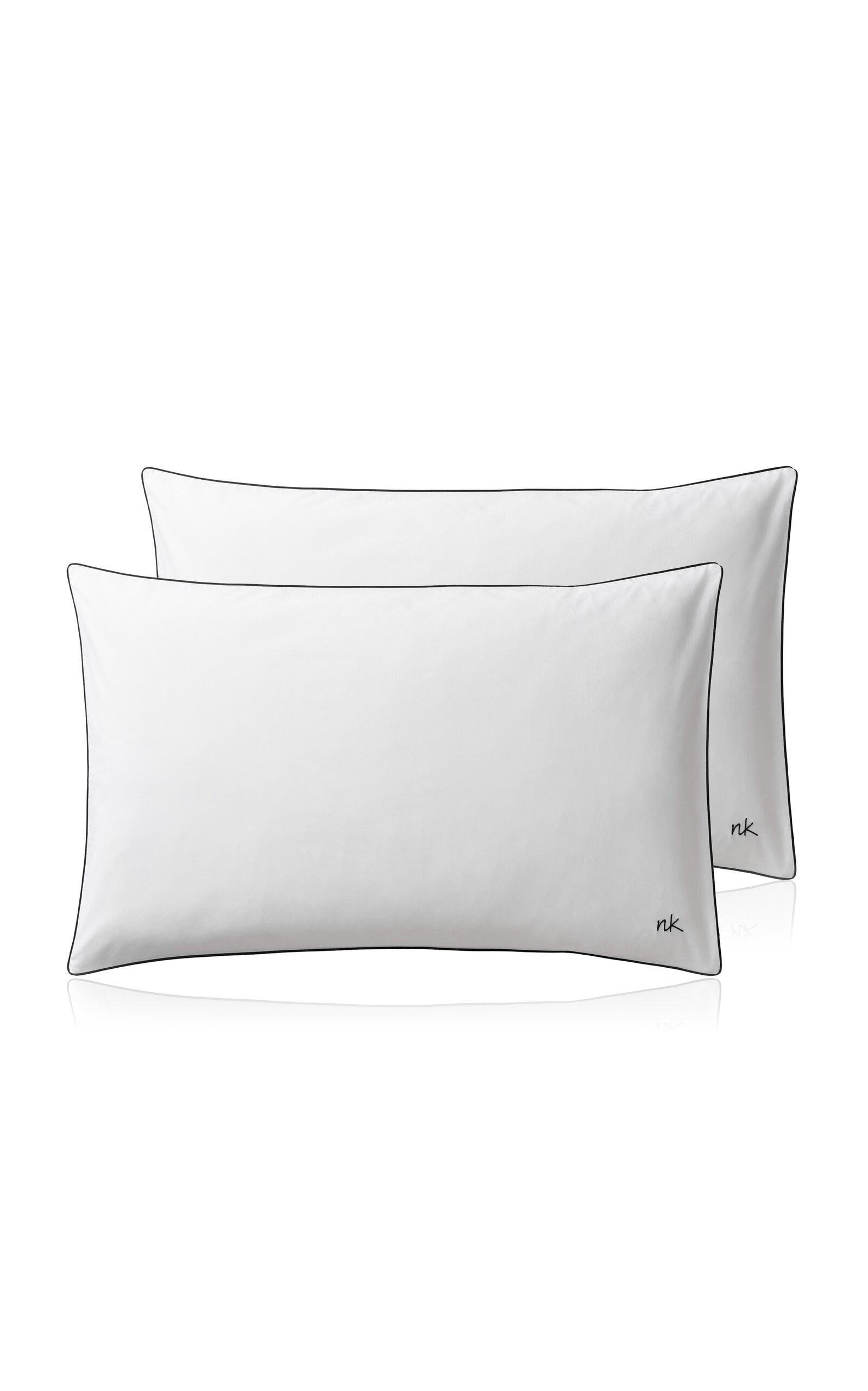 Nordic Knots - Set-Of-Two Twin Percale Pillowcases - Black/white - Moda Operandi by NORDIC KNOTS