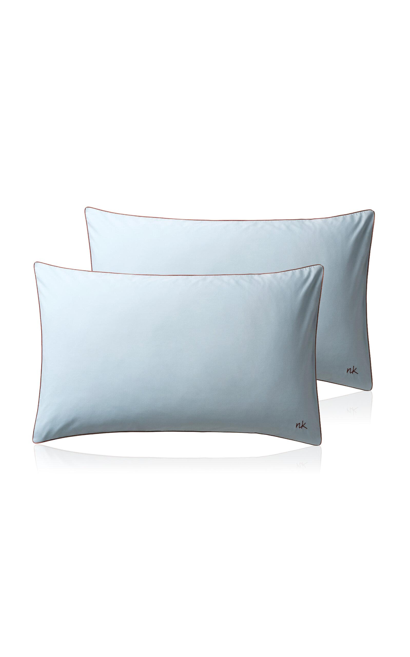 Nordic Knots - Set-Of-Two Twin Percale Pillowcases - Light Blue - Moda Operandi by NORDIC KNOTS