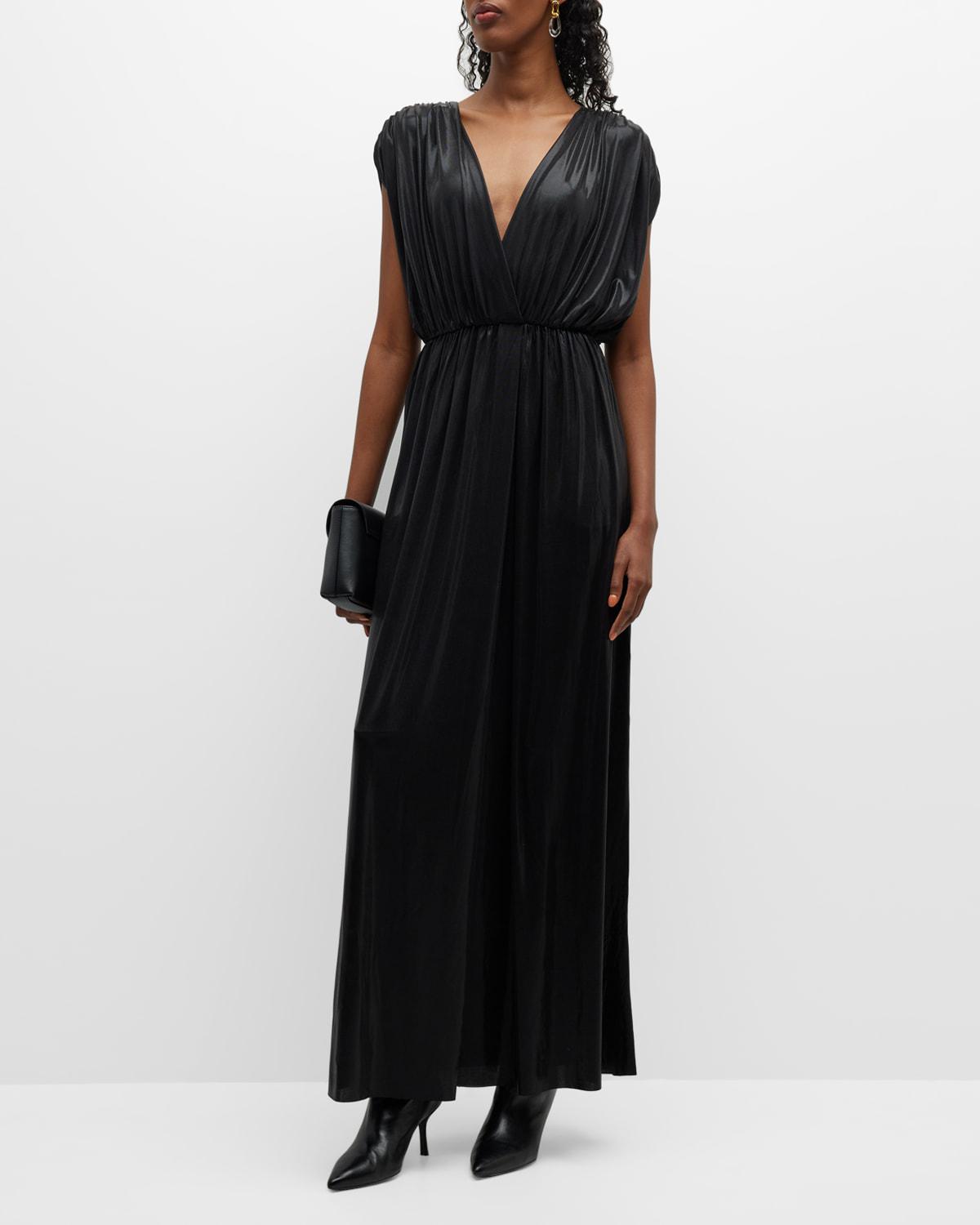 Athena Deep V Lame Slit Gown by NORMA KAMALI