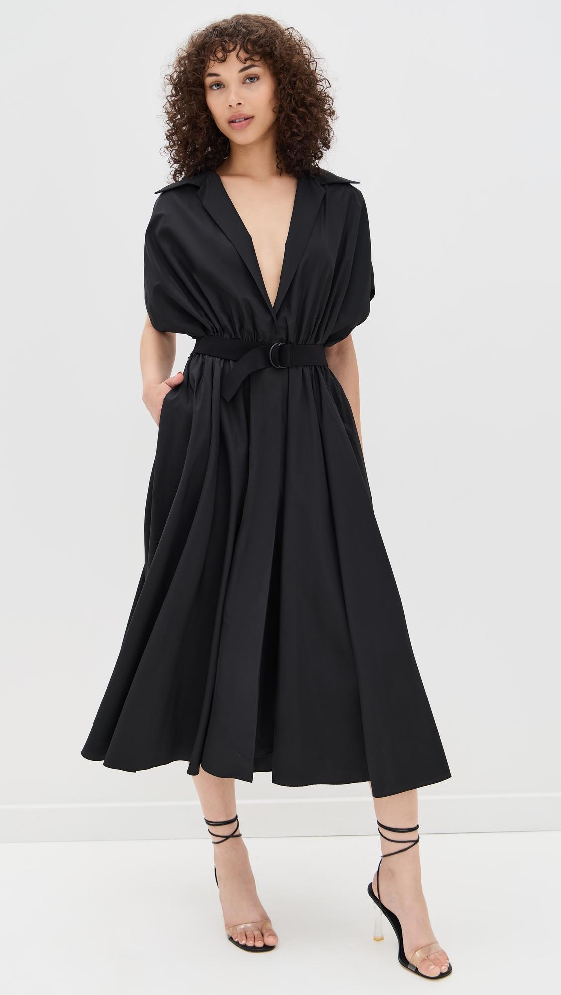 Belted Flared Midi Shirt Dress by NORMA KAMALI
