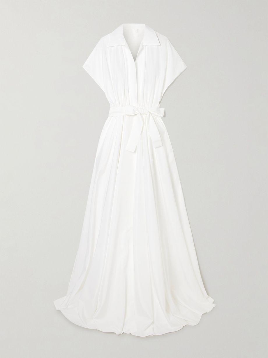 Belted pleated poplin gown by NORMA KAMALI Belted pleated poplin gown by NORMA KAMALI