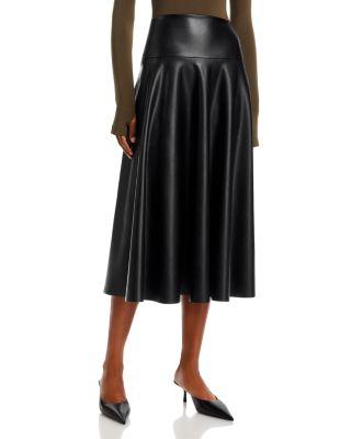 Faux Leather Midi Skirt by NORMA KAMALI