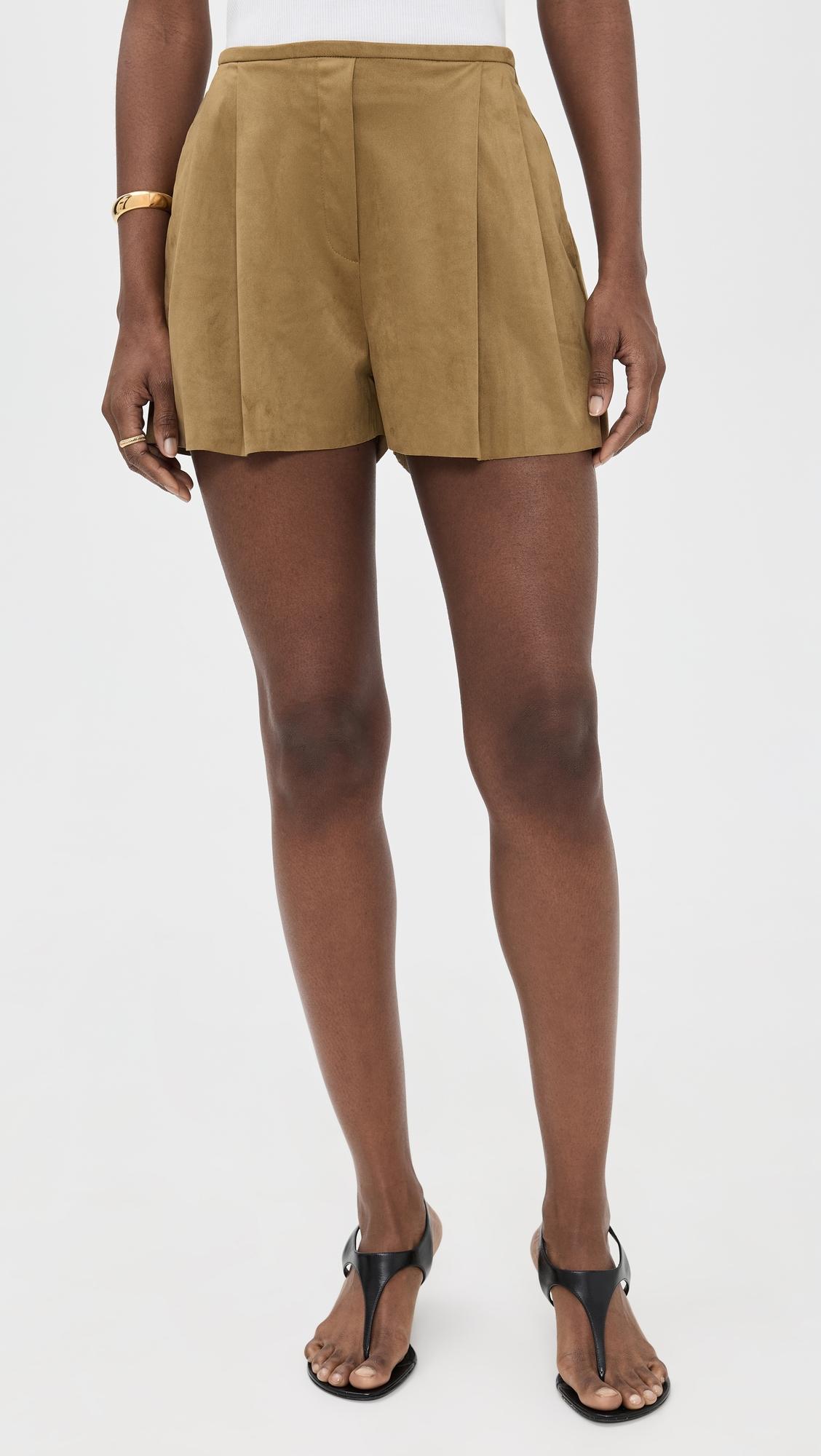 Faux Suede Pleated Shorts by NORMA KAMALI