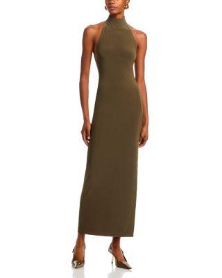 Halter Turtleneck Side Slit Gown by NORMA KAMALI