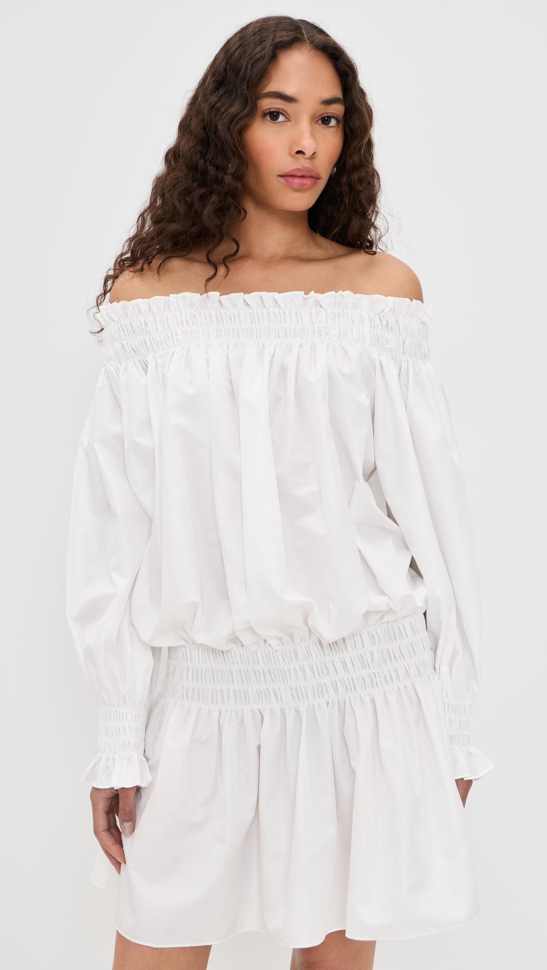 Long Sleeve Peasant Mini Dress by NORMA KAMALI