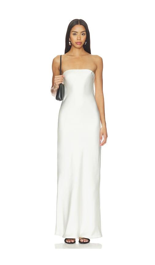 Norma Kamali Bias Strapless Gown in White by NORMA KAMALI