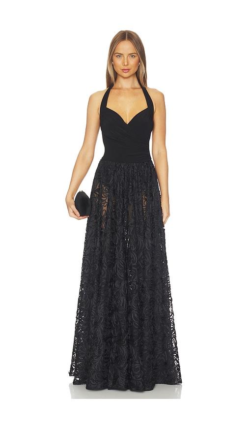 Norma Kamali Cayla Flared Gown in Black by NORMA KAMALI