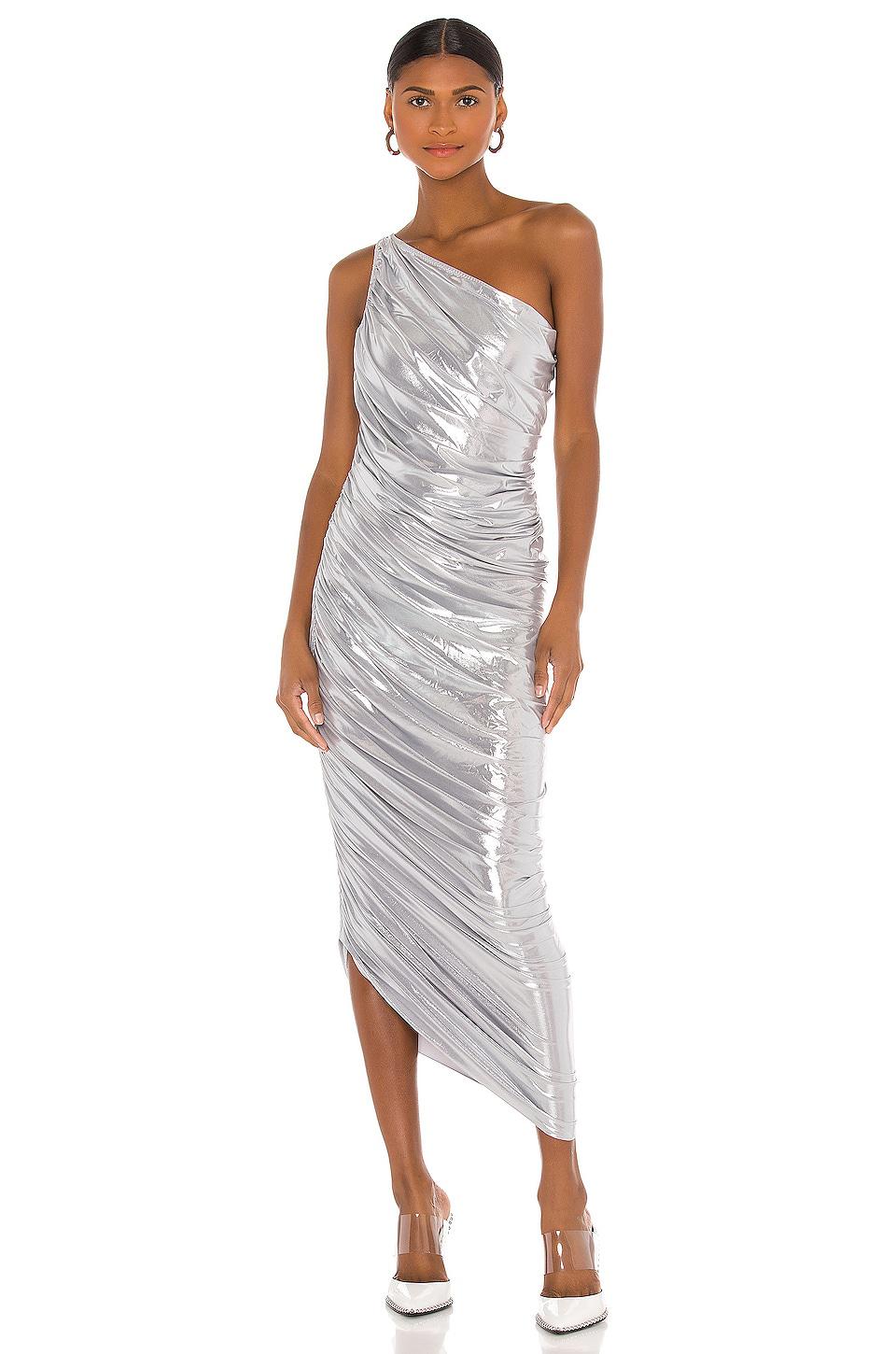 Norma Kamali Diana Gown in Metallic Silver, grey by NORMA KAMALI