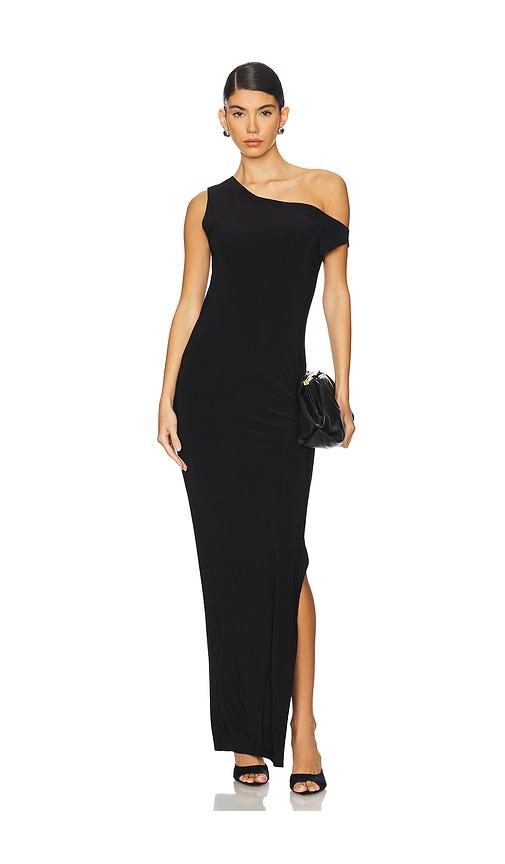 Norma Kamali Drop Shoulder Fitted Gown in Black by NORMA KAMALI