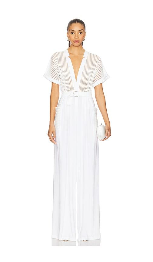 Norma Kamali Geralyn Jumpsuit in White by NORMA KAMALI
