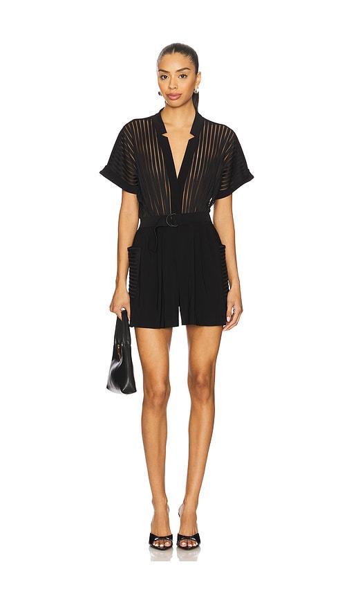 Norma Kamali Geralyn Romper in Black by NORMA KAMALI Norma Kamali Geralyn Romper in Black by NORMA KAMALI