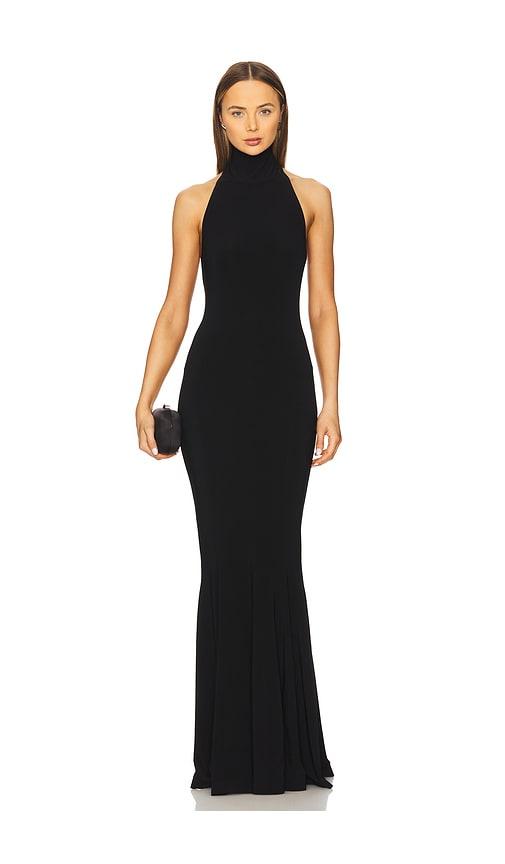 Norma Kamali Halter Fishtail Gown in Black by NORMA KAMALI