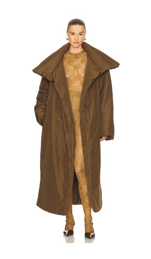 Norma Kamali High Collar Sleeping Bag Coat Long in Brown by NORMA KAMALI