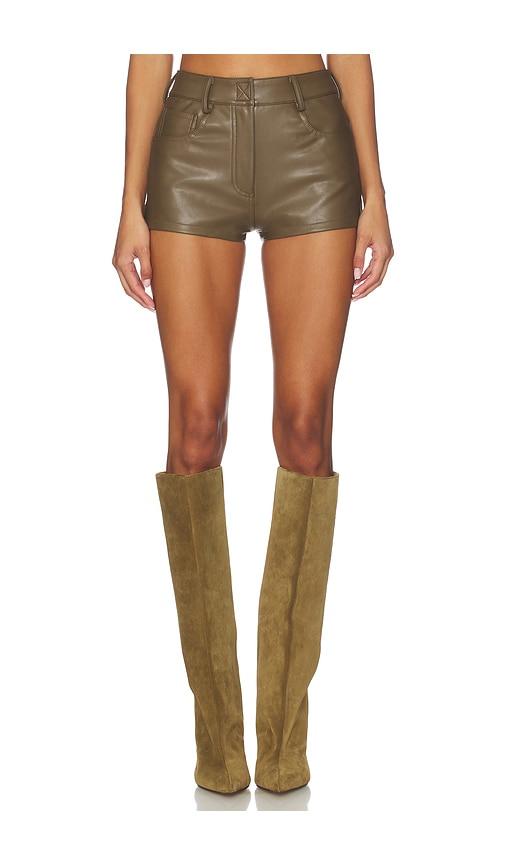Norma Kamali High Waist Jean Short in Dark Green by NORMA KAMALI