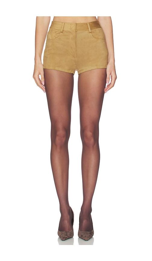 Norma Kamali High Waist Jean Short in Tan by NORMA KAMALI