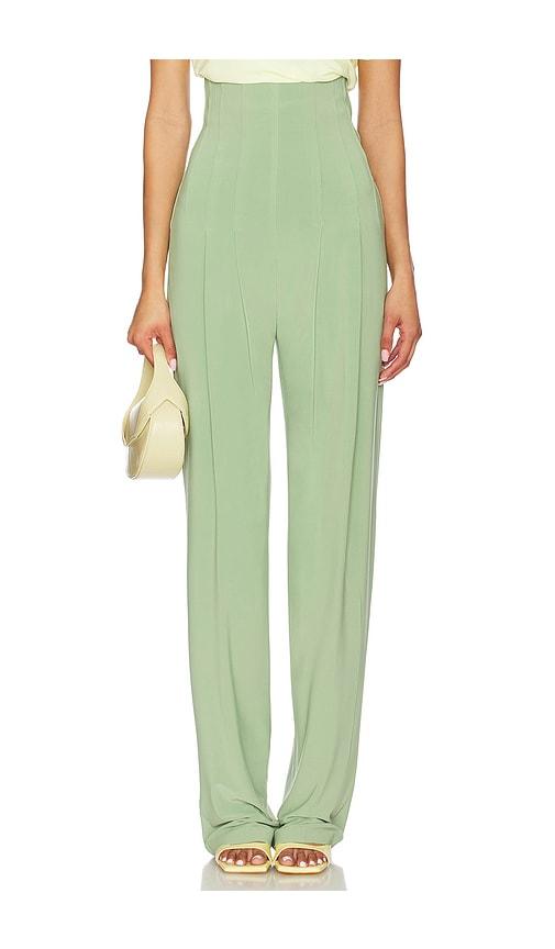 Norma Kamali High Waist Tailored Pleat Pant in Green by NORMA KAMALI