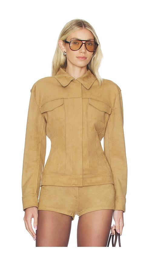 Norma Kamali Jeans Jacket in Tan by NORMA KAMALI