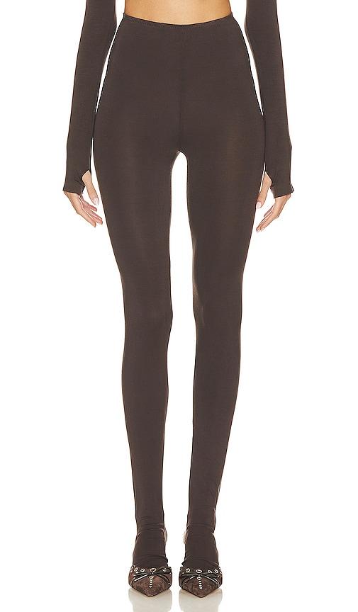 Norma Kamali Legging With Footie in Chocolate by NORMA KAMALI