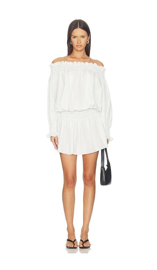 Norma Kamali Long Sleeve Peasant Mini Dress in White by NORMA KAMALI