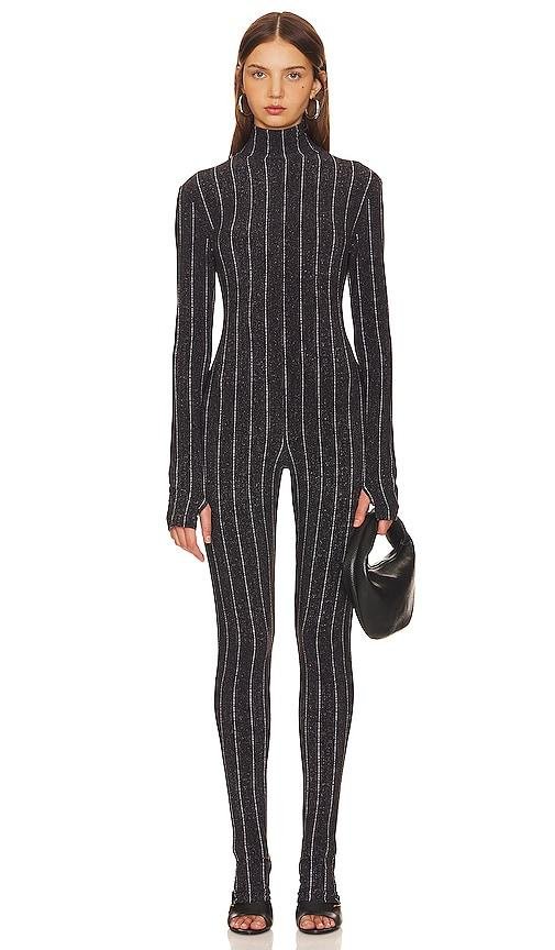 Norma Kamali Long Sleeve Turtle Catsuit With Footie in Black by NORMA KAMALI