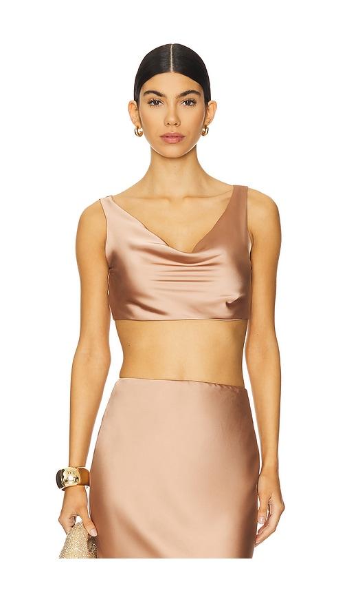 Norma Kamali Maria Cropped Top in Brown by NORMA KAMALI