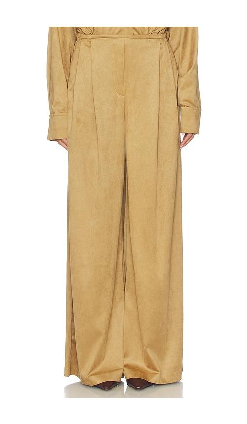 Norma Kamali Mens Pleat Pant in Tan by NORMA KAMALI