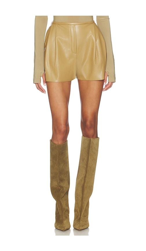 Norma Kamali Mens Pleat Short in Tan by NORMA KAMALI