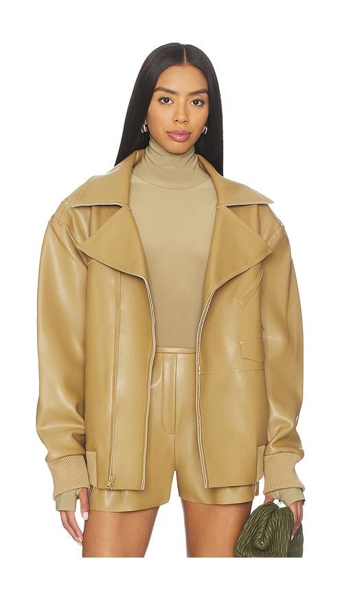 Norma Kamali Oversized Moto Jacket in Tan by NORMA KAMALI