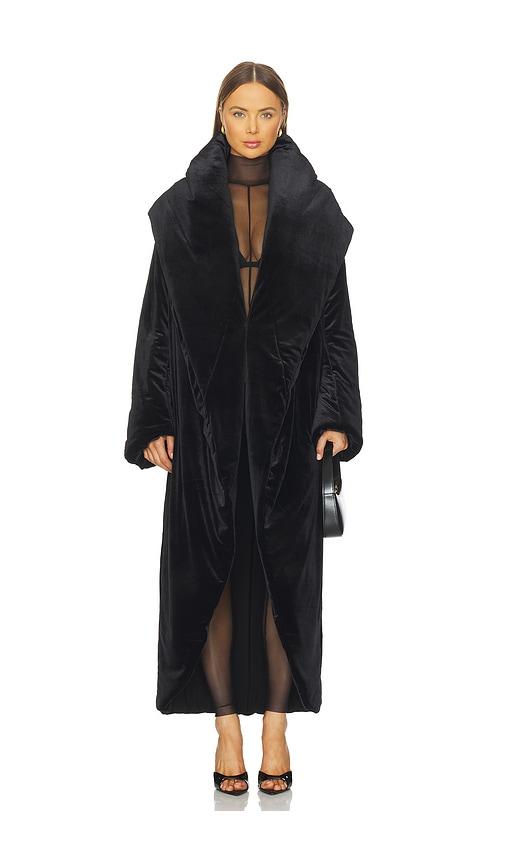 Norma Kamali Oversized Shawl Collar Maxi Coat in Black by NORMA KAMALI