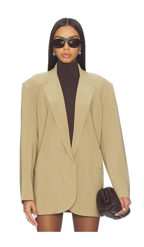 Norma Kamali Oversized Single Breasted Jacket in Tan by NORMA KAMALI