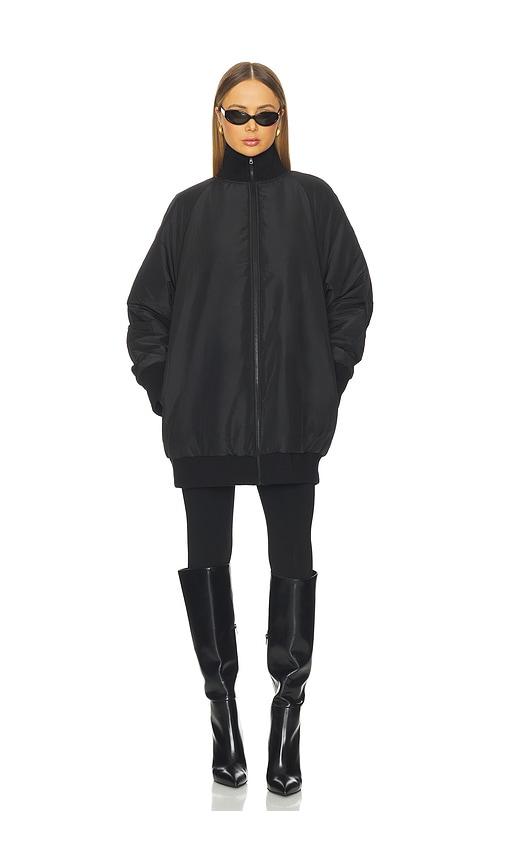 Norma Kamali Oversized Turtleneck Bomber Jacket Above The Knee in Black by NORMA KAMALI