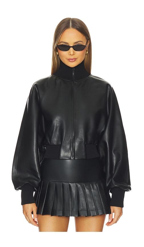Norma Kamali Oversized Turtleneck Bomber Jacket To Waist in Black by NORMA KAMALI