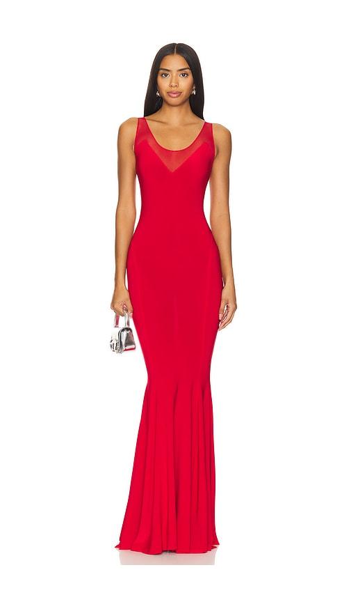 Norma Kamali Racer Fishtail Gown in Red by NORMA KAMALI