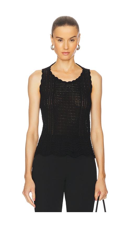 Norma Kamali Scoop Neck Tank Crochet Top in Black by NORMA KAMALI