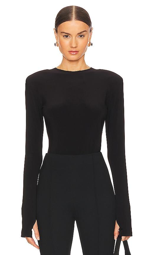 Norma Kamali Shoulder Pad Top in Black by NORMA KAMALI