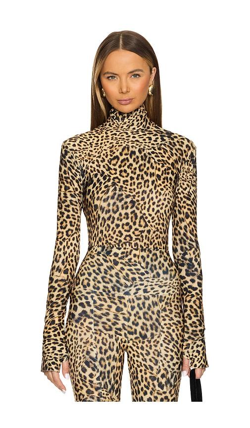 Norma Kamali Slim Fit Long Sleeve Turtleneck Top in Brown by NORMA KAMALI