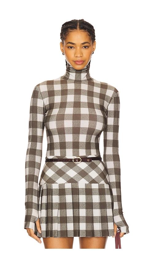 Norma Kamali Slim Fit Long Sleeve Turtleneck Top in Olive by NORMA KAMALI