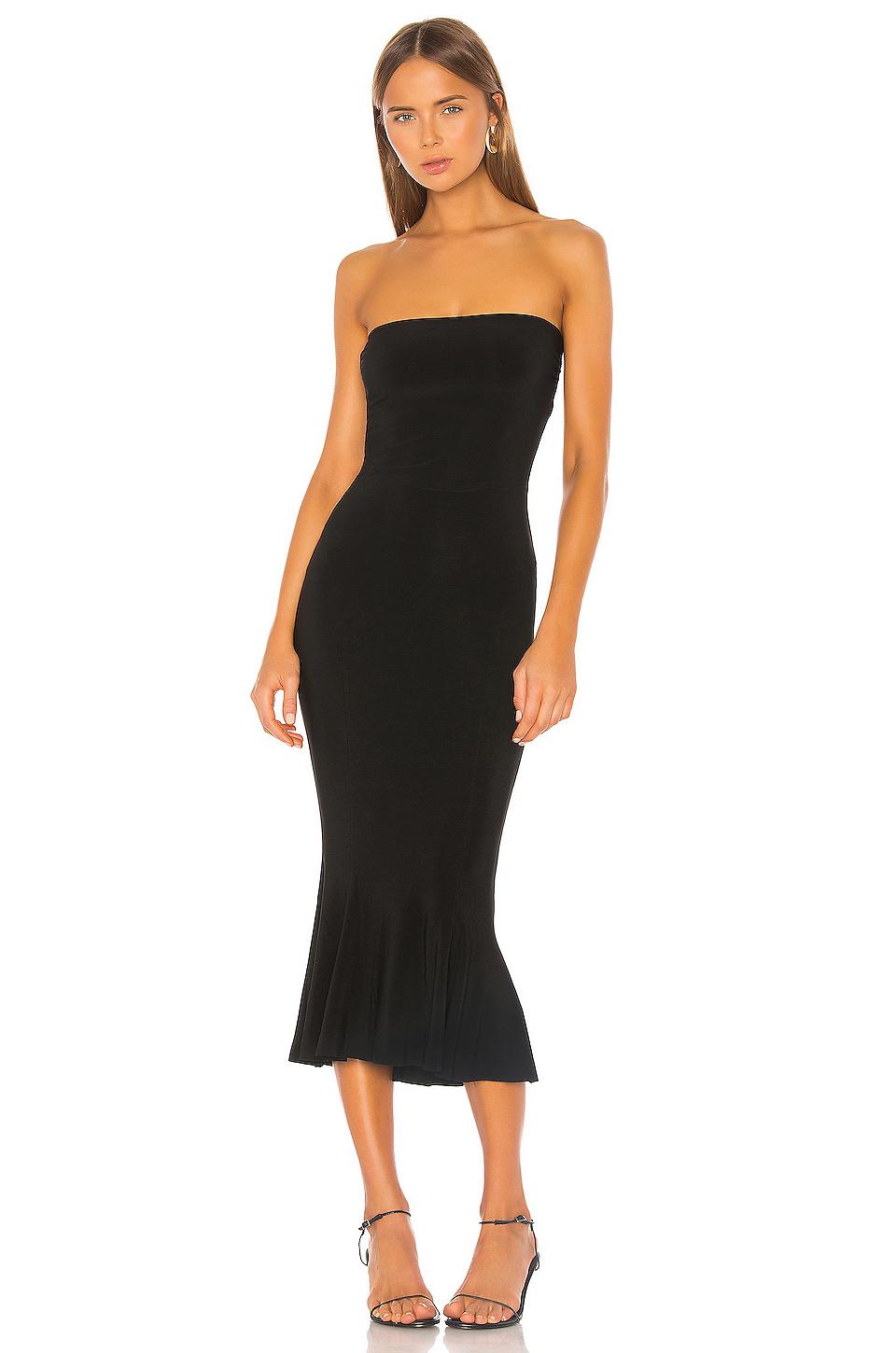 Norma Kamali Strapless Fishtail Dress in Black by NORMA KAMALI