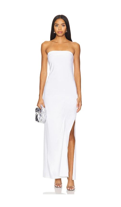 Norma Kamali Strapless Tailored Side Slit Gown in White by NORMA KAMALI