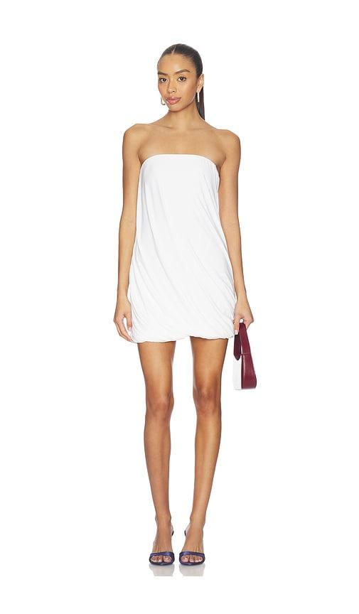 Norma Kamali Strapless Twist Mini Dress in White by NORMA KAMALI